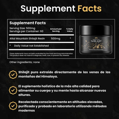 Shilajit Puro del Himalaya™- Eleva tu energía y optimiza tu rendimiento diario.